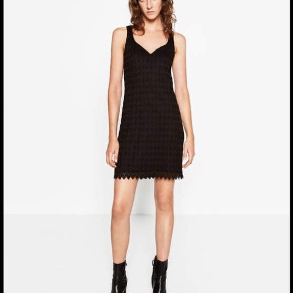 Zara Black Crochet Dress Crochet Knit Zara Crochet Vestido Crochet Dress  Zara Knit Black
